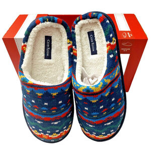 Club Room Men's Navy Blue Faire Isles Indoor/Outdoor Slippers Size Medium 8-9